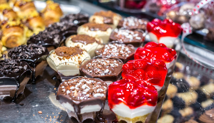 plates with assorted cakes