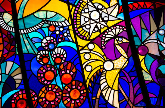 Windows with colored lead glazing from the 1920s