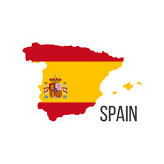 Fototapeta premium Spain flag map. The flag of the country in the form of borders. Stock vector illustration isolated on white background.