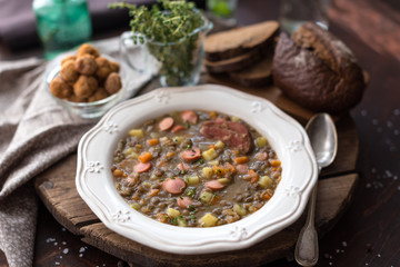 German Lentil and Sausage Soup or Stew