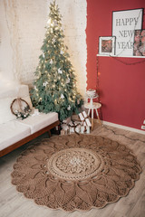 Stock Photo - Hand knotted carpet with Christmas decorations