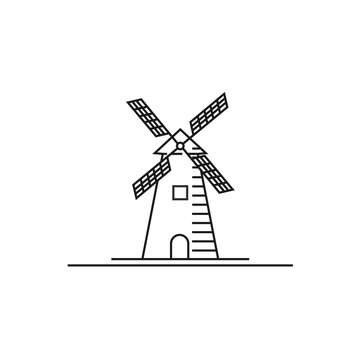 Minimalist line art Creek and Windmill Farm logo design