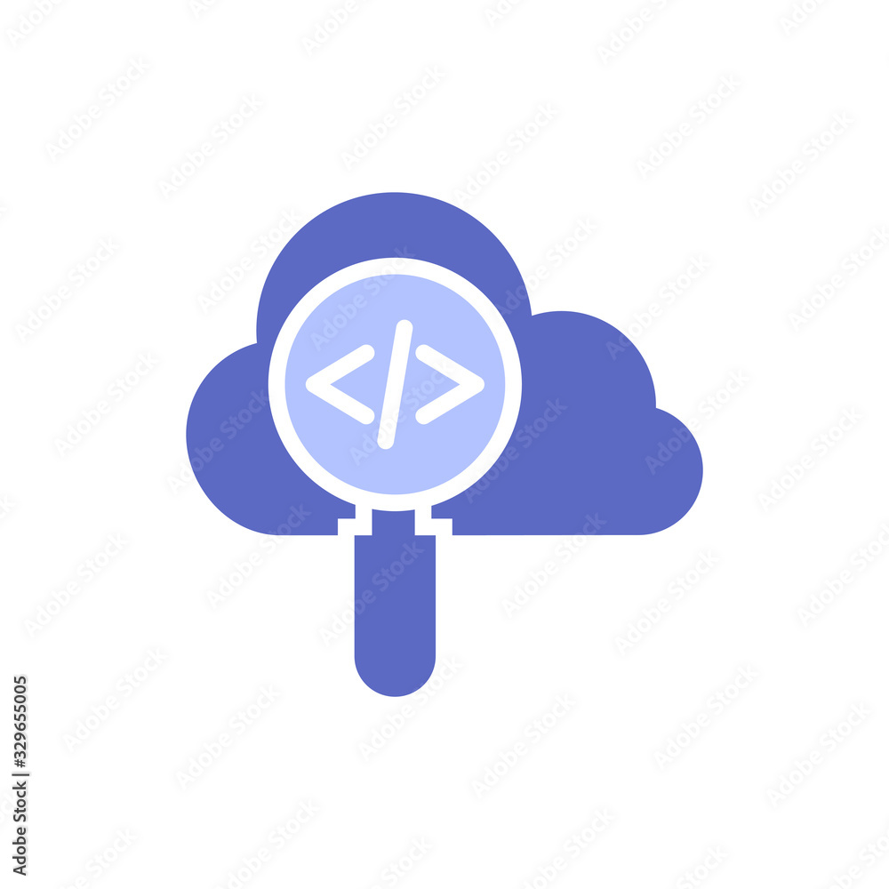 Poster cloud codeing icon vector illustration glyph design and development style icon