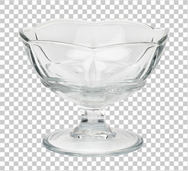 Ice cream sundae dish, sundae glass,  or dessert cup on isolated background including clipping path