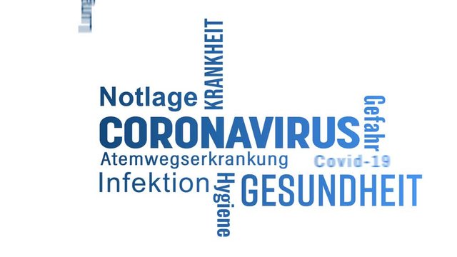 Schlagwortwolke - Coronavirus - Covid-19 - SARS-CoV-2 - Blau - Loop