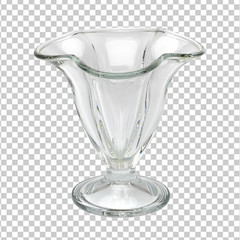 Ice cream sundae dish, sundae glass,  or dessert cup on isolated background including clipping path