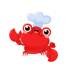Cute happy smiling lobster in chef hat
