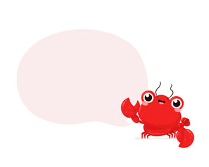 Cute happy smiling lobster with speech bubble