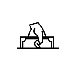 hand with bill money dollar line style