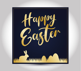 Frohe Ostern Ostehase Ostereier Wiese Gold Vector