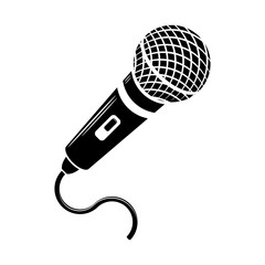 Retro Microphone Icon Isolated on White Background. - obrazy, fototapety, plakaty