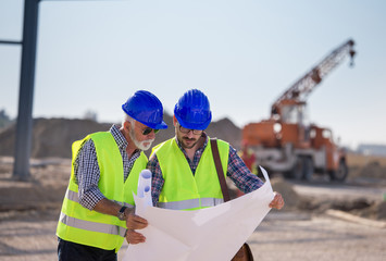 Engineers at construction site