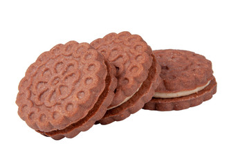 biscuit cookies with cream isolated on the white