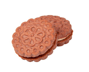 biscuit cookies with cream isolated on the white