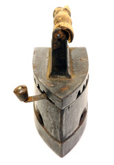 Old iron isolated on a white background. Antique, vintage iron.