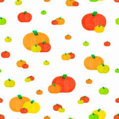 watercolor set of multicolored pumpkins