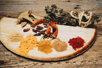 Still life of exotic and hot spices