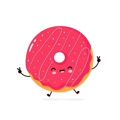 Cute happy smiling donut. Vector 