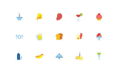 bundle of restaurant set flat icons