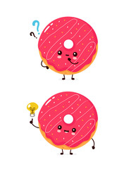 Cute happy smiling donut with question mark