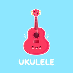 Cute happy smiling ukulele guitar