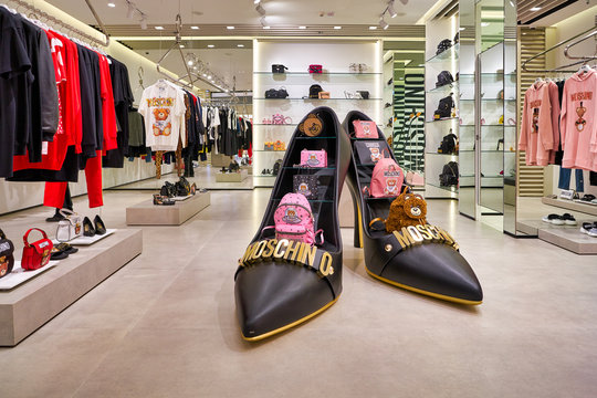 HONG KONG, CHINA - CIRCA JANUARY, 2019: interior shot of Moschino store in Elements shopping mall