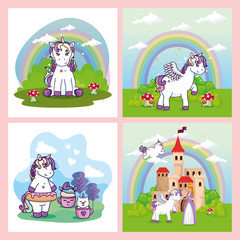 set designs of unicorns and cute icons