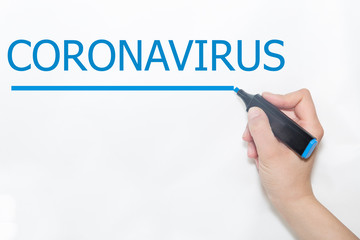 The word CORONAVIRUS 