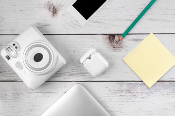 white desktop in binders