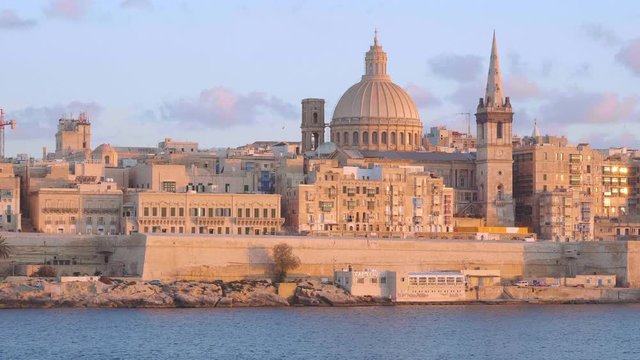 Typical and famous skyline of Valletta - the capital city of Malta - travel photography