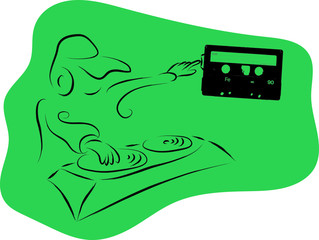 music dj with tape. vector illustration