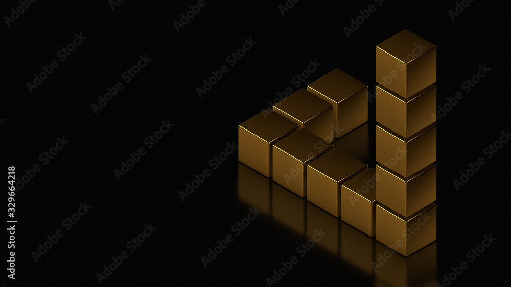 Aufkleber 3d rendering of an impossible triangle of gold cubes on a black surface. abstract image for backgrou