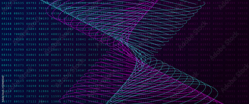 Poster big data concept. waves and digits background