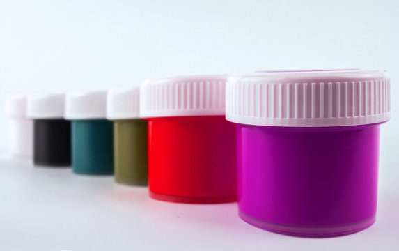 paints for drawing by a brush, colors of a rainbow. drawing.
