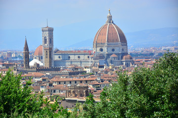 Fototapeta premium Panoramic view over Florence and Basilica di Santa Maria del Fiore from Piazzale Michelangelo