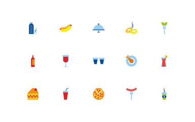 bundle of restaurant set flat icons