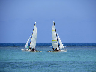 Fototapeta premium sailing yachts in the Indian Ocean at the equator on a sunny afternoon