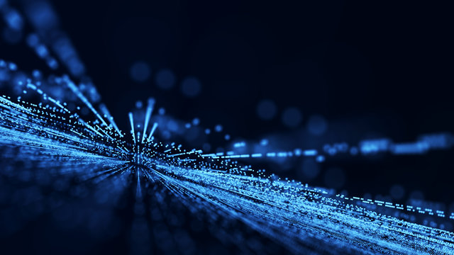 Abstract technology background. Big data digital code. Futuristic dots background. 3d rendering.