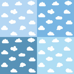 Clouds kids seamless pattern set.