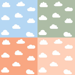 Clouds kids seamless pattern set.