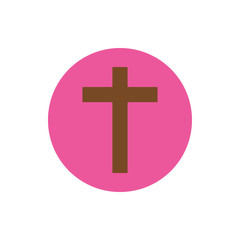wooden cross religion block and flat style icon