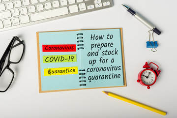 Covid-19 How to prepare for quarantine. Pandemic Covid-19 Coronavirus outbreak concept