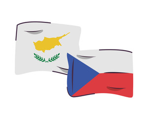 czech republic and cyprus flags countries isolated icon