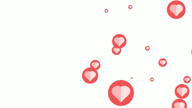 love bubble emoticons spread motion. social media animation isolated on white background, from left to right.paper cut style