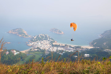 Paragliding over Shek O, Hong Kong