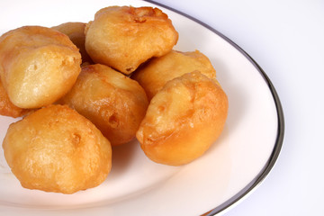 Chinese Cuisine, chicken balls against a white background