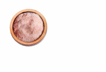 Fine grains of pink Himalayan salt, powder red rock salt from Pakistan