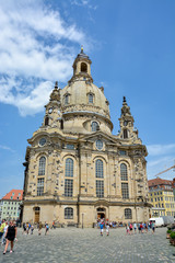 Fototapeta na wymiar DRESDEN, GERMANY - June 15, 2019: The church Frauenkirche in Dresden