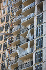 Construction site. High rise Building under construction. Construction of high-rise residential building