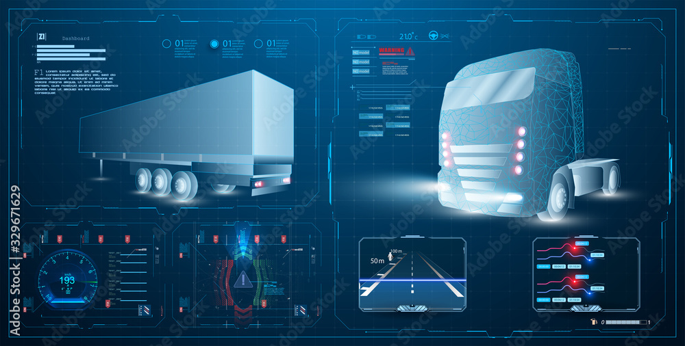 Leinwandbilder autonomous smart truck. unmanned vehicles. artificial intelligence controls the autonomous truck. ho